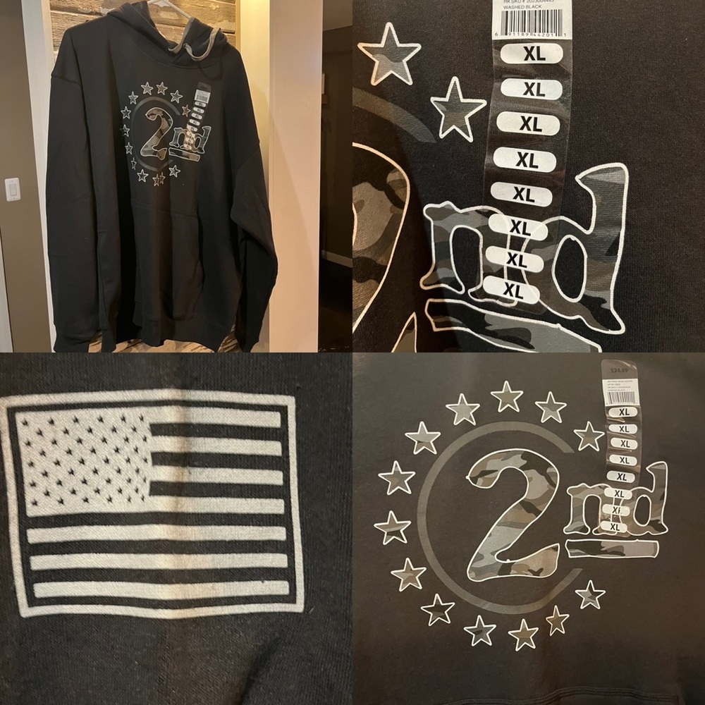 Patriotic American Pride 2nd Amendment Men’s XL Sweatshirt Black & Gray